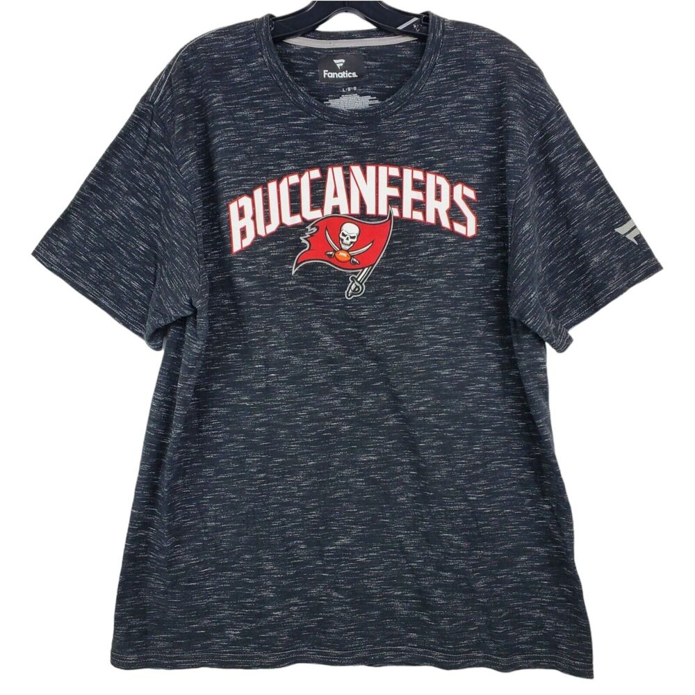 TAMPA BAY BUCCANEERS Shirt Mens Large Gray TOM BRADY #12 Logo Spell Out FANATICS